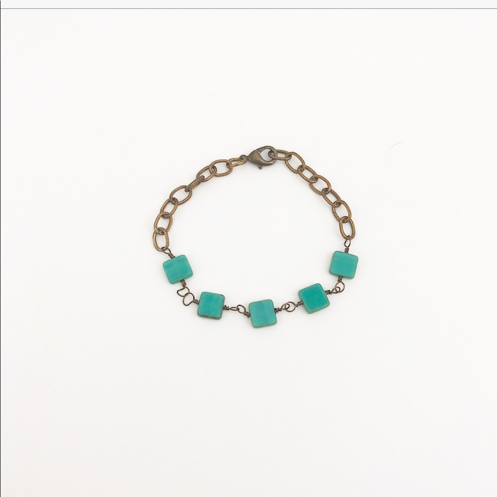 ARTISAN BRASS & MINT GREEN BRACELET